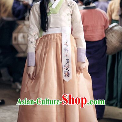 Korean Classic Han Bok TV Drama Costume and Hair Accessories Complete Set for Women