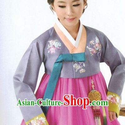 Korean Fashion Custom Made Hanbok and Hair Accessories Complete Set for Ladies