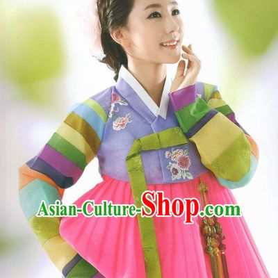 Korean Fashion Hanbok and Hair Accessories Complete Set for Ladies
