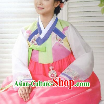 Traditional Korean Fashion Hanbok and Hair Accessories Complete Set for Ladies