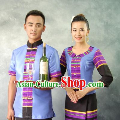 Thailand Traditional Clothes 2 Sets for Husband and Wife