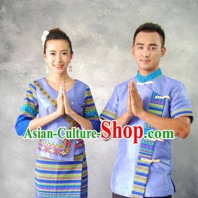 Thailand National Traditional Costumes 2 Sets for Men and Women