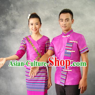 Thailand Traditional National Dresses Complete Set for Men and Women