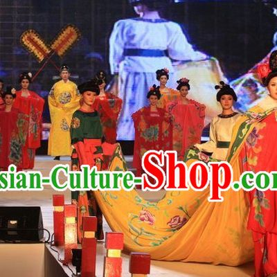 Ancient Empress Long Tail Peony Phoeinx Clothing Wigs and Hair Jewelry Complete Set