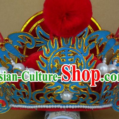 Red Ancient Chinese Peking Opera Zhong Kui Hat