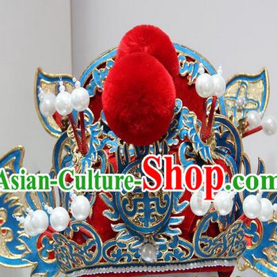 Gold Red Ancient Chinese Peking Opera Zhong Kui Hat