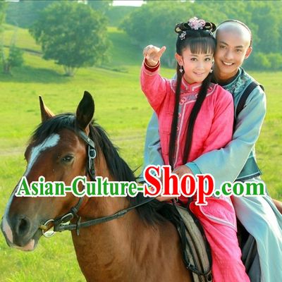 Red Chinese Qing Dynasty Casual Mandarin Clothes for Girls