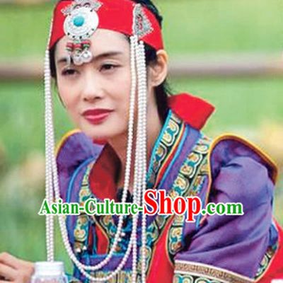 Mongolian Ancient Emperor and Empress Costumes and Hat Complete Set