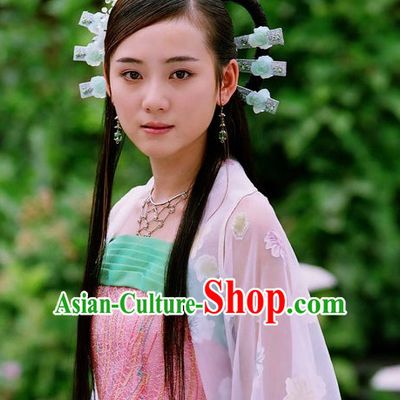 Ancient Chinese Black Wigs and Hair Accessory