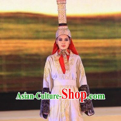 Mongolian Noblewoman Costumes and Hat Complete Set