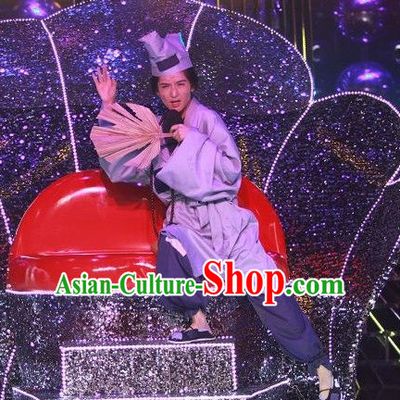 Ancient Poor Monk Ji Gong Master Costume and Hat Complete Set