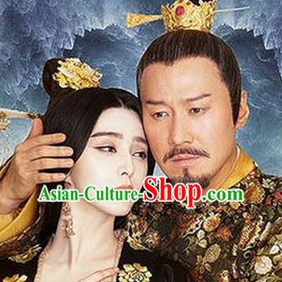 Ancient Tang Dynasty Emperor Empress Crown Helmet Headpieces 2 Sets