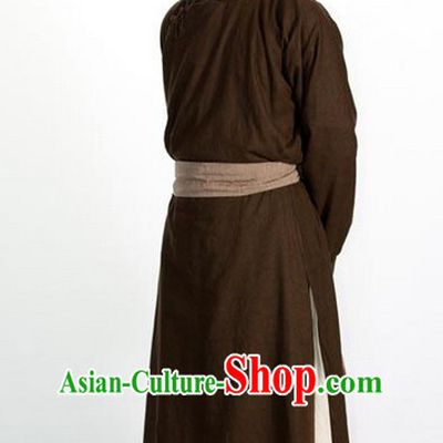 Qing Dynasty Male Long Robe and Belt Complete Set