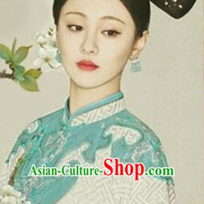 Qing Dynasty Female Wigs and Hair Jewelry Set