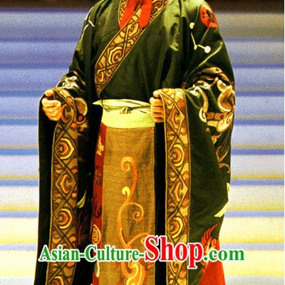Qin Shi Huang Han Emperor Costumes and Hat Complete Set for Men