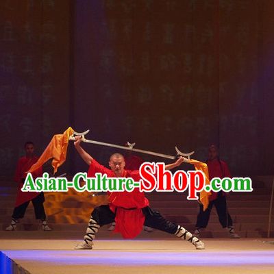 Shaolin Monk Red Blouse and Black Pants Complete Set
