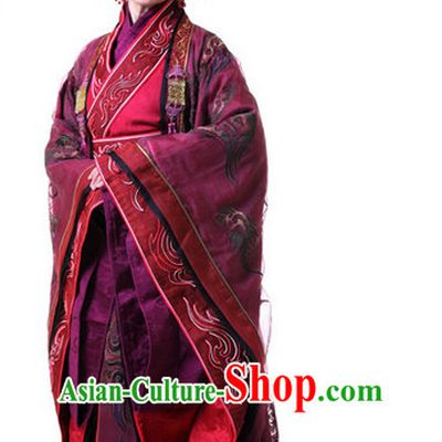 China Ancient Queen Hanfu Costumes and Hair Accessories Complete Set