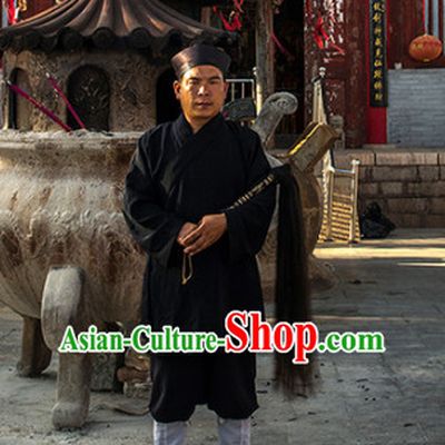 Black Taoist Clothing and Hat for Men