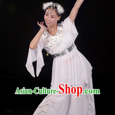 White Classic Dance Costume and Hair Decoration Complete Set for Women