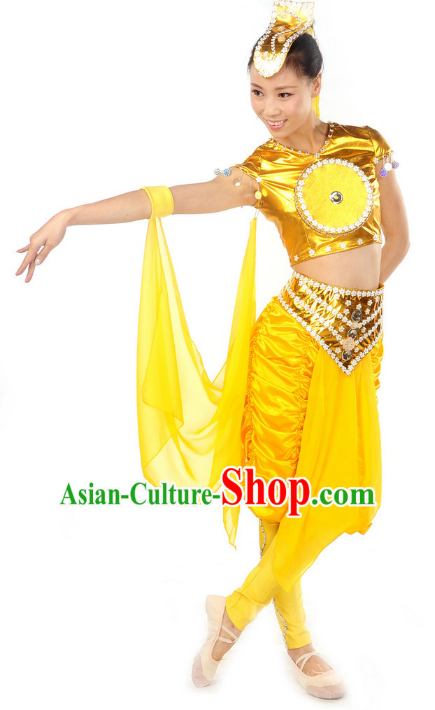 Chinese Ancient Drum Dancing Costume and Headwear Complete Set for Women Chinese Ancient Drum Dancing Costume and Headwear Complete Set for Women