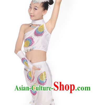 Yunnan Peacock Dance Costume and Headwear for Kids