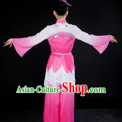 Pink White Lotus Dance Costume and Headpieces for Girl