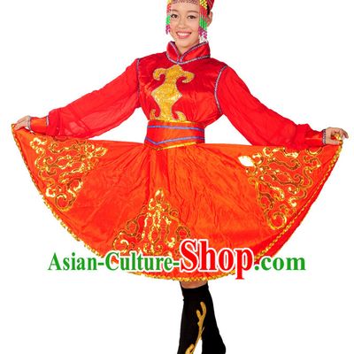China Folk Mongolian Dance Wear and Headpieces for Girls