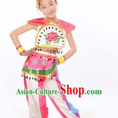Folk Kids Dance Dresses and Headwear Complete Set.