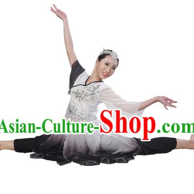 Color Transition Hanfu Costume and Headpieces Complete Set for Women.