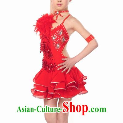 Red Latin Dance Costume for Kids