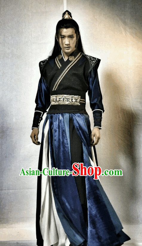 Ancient Wuxia Gong Fu Swordsman Long Robe Clothes Complete Set for Men Ancient Wuxia Gong Fu Swordsman Long Robe Clothes Complete Set for Men