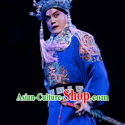 Ancient Chinese Opera General Costume and Hat Complete Set.