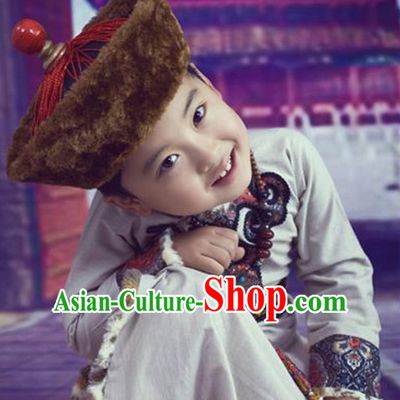Mongolian Traditional Clothing and Hat for Kids