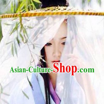 Handmade Chinese Swordswoman Style Bamboo Hat with Veil