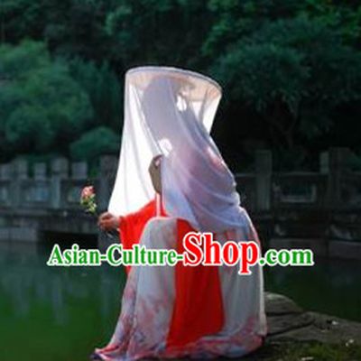 Handmade Chinese Tang Dynasty Princess Style Bamboo Hat with Veil