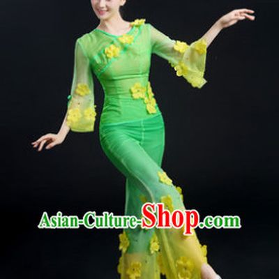 Traditional Jasmine Flower Group Dance Costume and Headwear Compelte Set