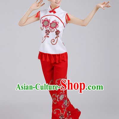 Chinese Group Handkerchief Dancewear Dance Clothes and Hair Decorations Complete Set for Women