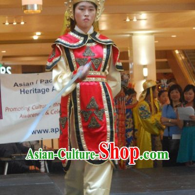 Chinese Hua Mulan Superhro Costume and Helmet Complete Set