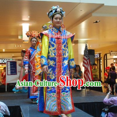 Chinese Qing Queen Costume and Hat Complete Set