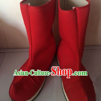 Ancient Style Red Female Long Red Boots
