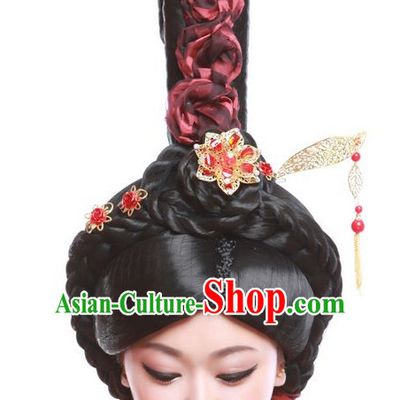 Chinese Ancient Queen Hair extensions Wigs Fascinators Toupee Hair Pieces Long Wigs and Accessories for Women