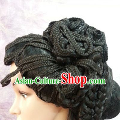 Chinese Black Wigs Tang Dynasty Lady Hair extensions Wigs Fascinators Toupee Long Wigs Hair Pieces Halloween Wigs
