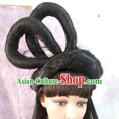 Chinese Ancient Fairy Black Wigs Tang Dynasty Lady Hair extensions Wigs Fascinators Toupee Long Wigs Hair Pieces Halloween Wigs