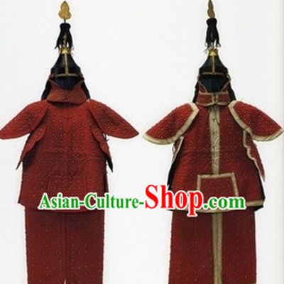 Chinese Classic Qing Dynasty General Armor Costume and Helmet