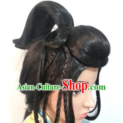 Chinese Ancient Fairy Lady Halloween Black Long Wigs