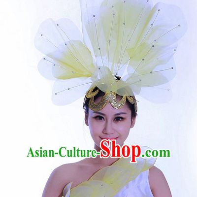 Yellow Chinese Folk Dance Headdress Headpieces