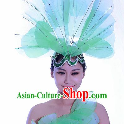 Green Chinese Folk Dance Headdress Headpieces