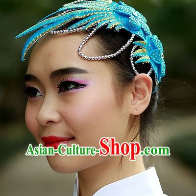 Blue Chinese Folk Dance Headpieces