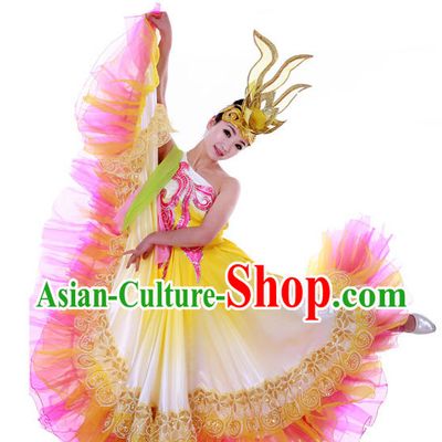 Custom Made Chinese Dance Costume and Headpieces Complete Set for Women
