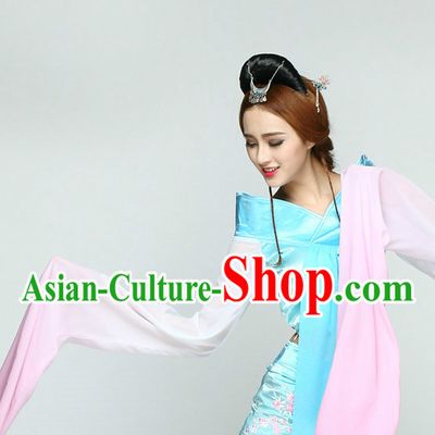 Long Sleeves Chinese Classical Quality Dance Costumes and Headdress Complete Set for Women